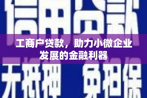 武威工商户贷款，助力小微企业发展的金融利器