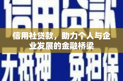 武威信用社贷款，助力个人与企业发展的金融桥梁