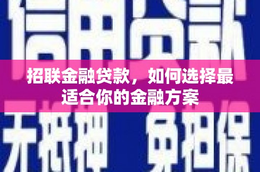 武威招联金融贷款，如何选择最适合你的金融方案