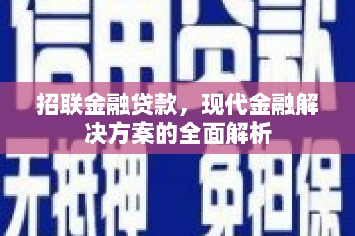 武威招联金融贷款，现代金融解决方案的全面解析