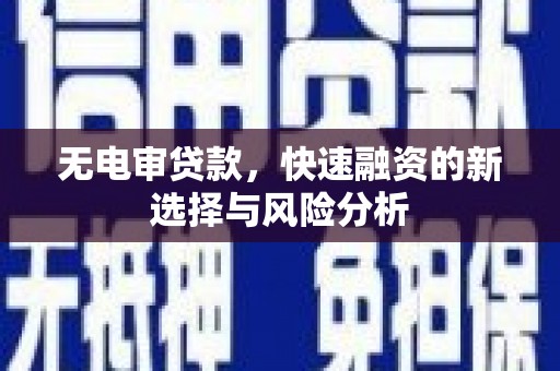 武威无电审贷款，快速融资的新选择与风险分析